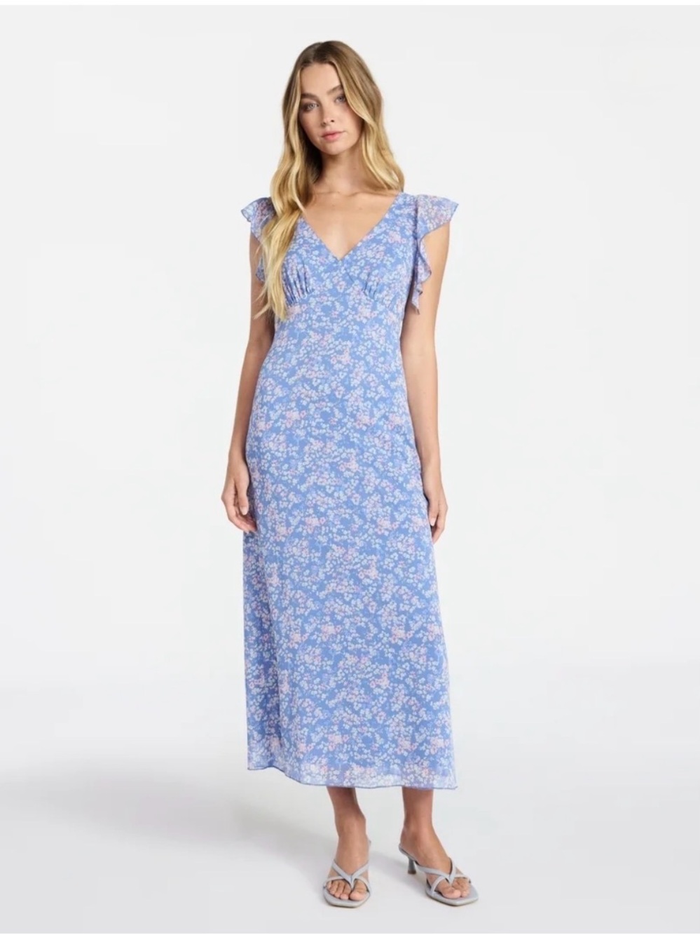 No Boundaries Flutter Sleeve Midi Dress Size S